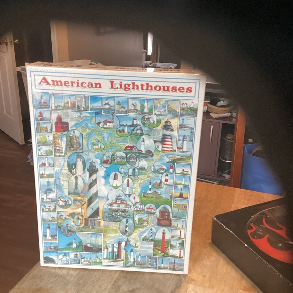 White Mountain American Lighthouses 1000 Piece Puzzle 24x30 Vintage 1997 Sealed